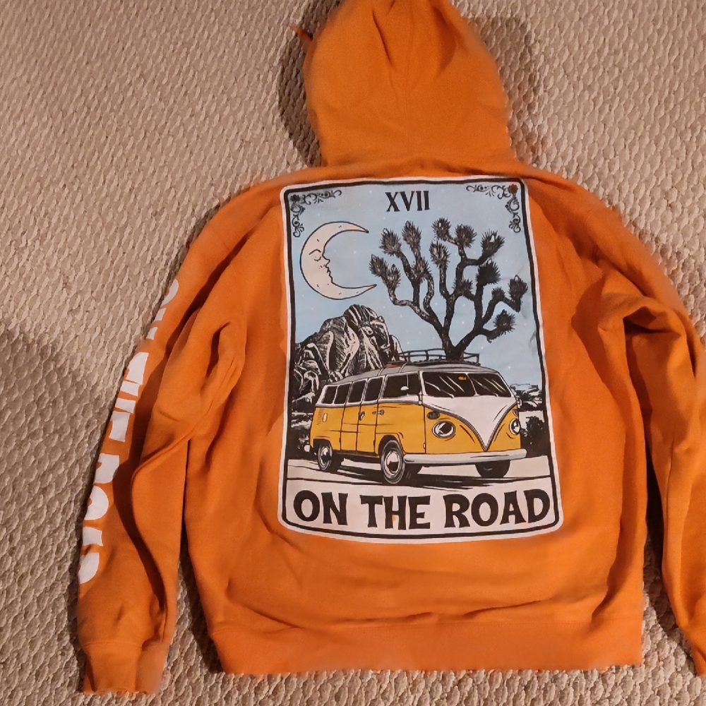 Vibrant Orange Graphic Crewneck Sweater
